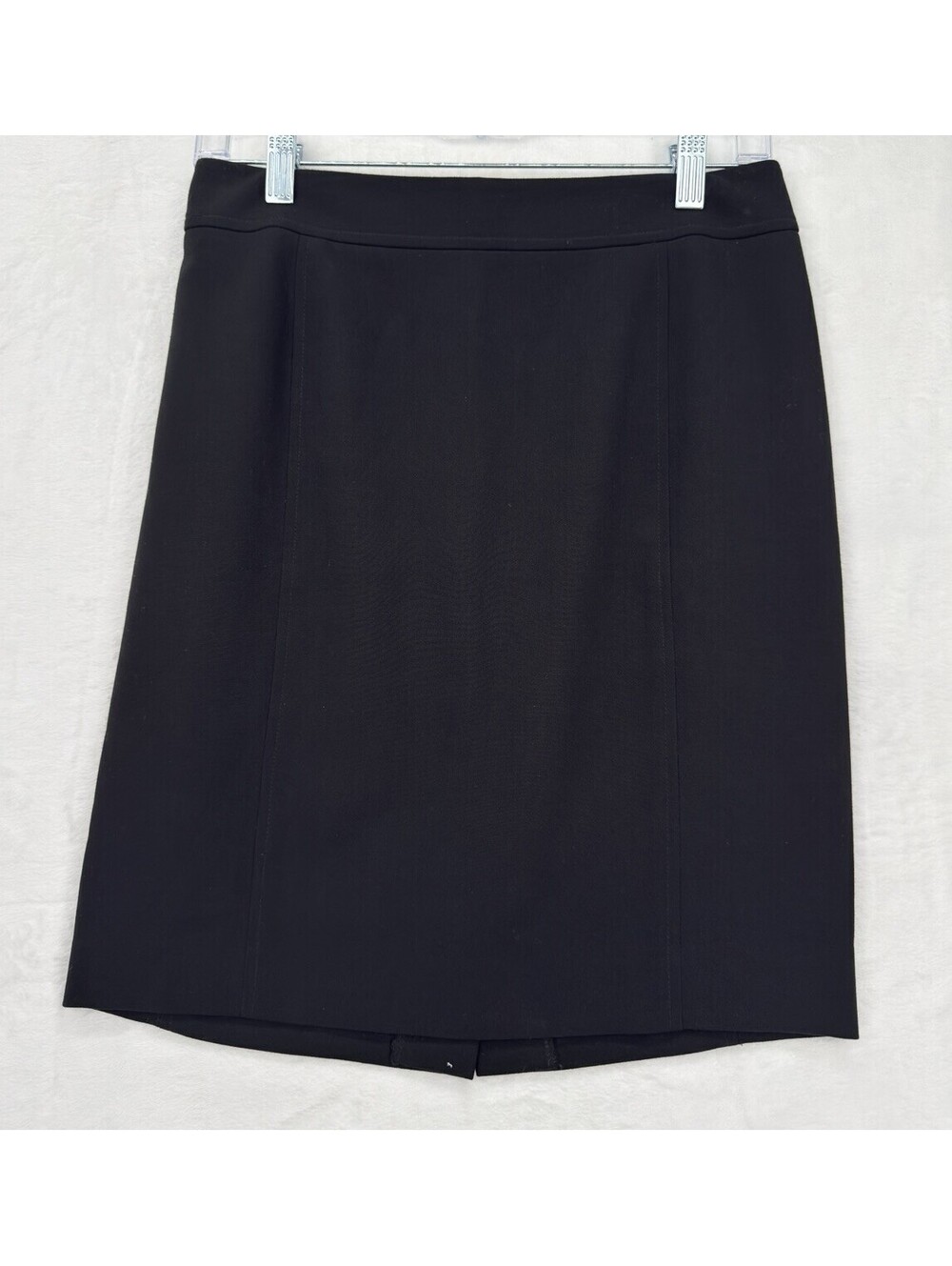 Ann Taylor Loft Ponte Skirt 4 Petite Black Knit Pencil Knee Length Womens 4P